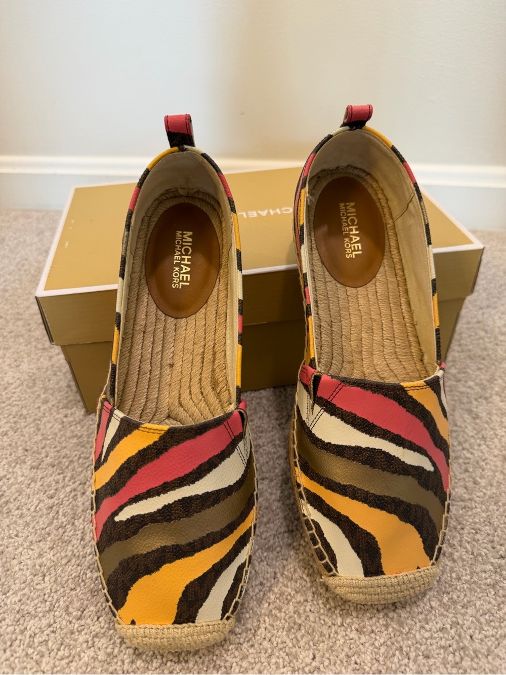 Michael Kors Multicolor Zebra-Print Espadrille Slip-Ons